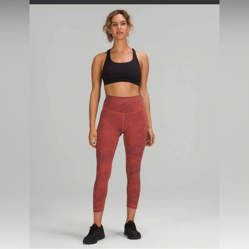 Lululemon Wunder Train High-Rise Tight 25" Crackle Glaze Vintage Orange Larkspur